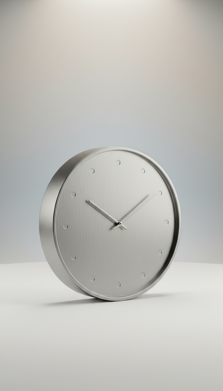 Brushed metal designer clock